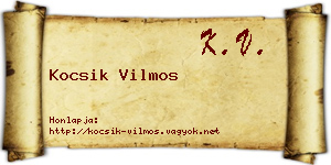 Kocsik Vilmos névjegykártya